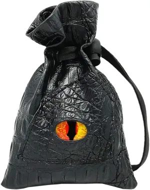 Haxtec Dice Bag Drawstring Leather DND Dice Pouch Storage Bag for D&D Dungeons and Dragons Gift Coins and Accessories (Fire-Red Yellow Eye) Patent Number D893867