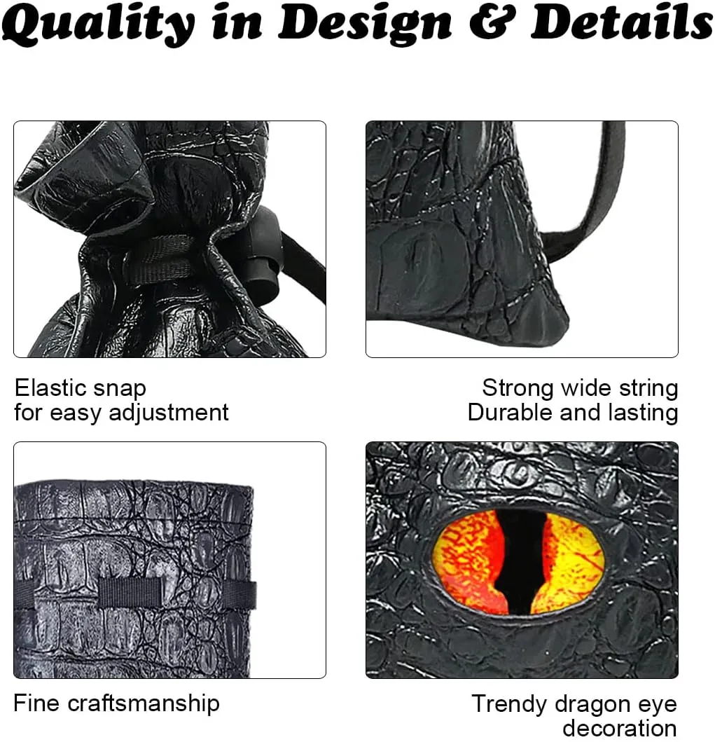 Haxtec Dice Bag Drawstring Leather DND Dice Pouch Storage Bag for D&D Dungeons and Dragons Gift Coins and Accessories (Fire-Red Yellow Eye) Patent Number D893867