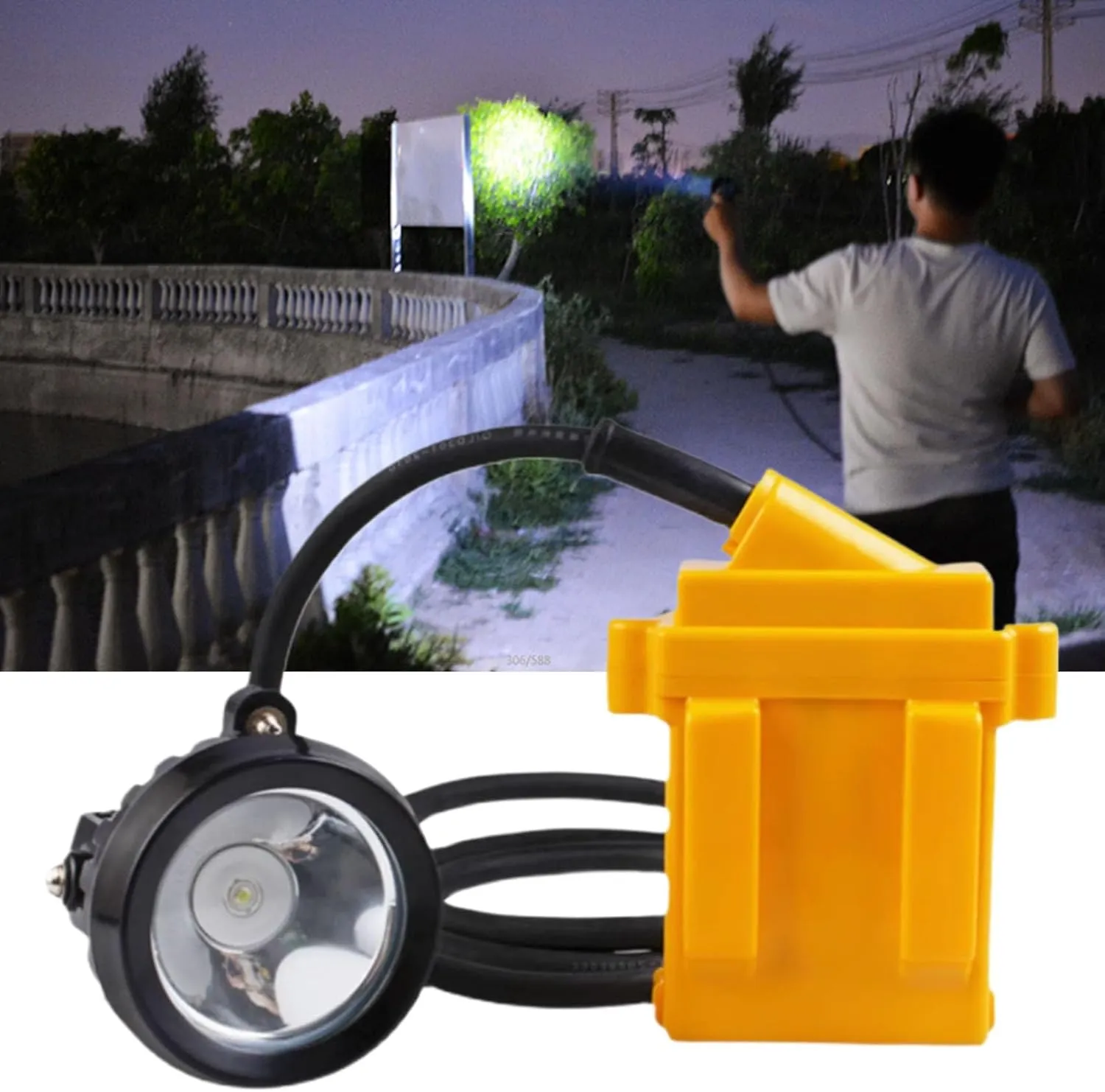 Head Mounted Safety Helmet Headlight, Waterproof and Explosion-Proof Flashlight, Firefighter Headlight, LED Industrial and Mining Lighting, Camping and Hiking Mining Headlight