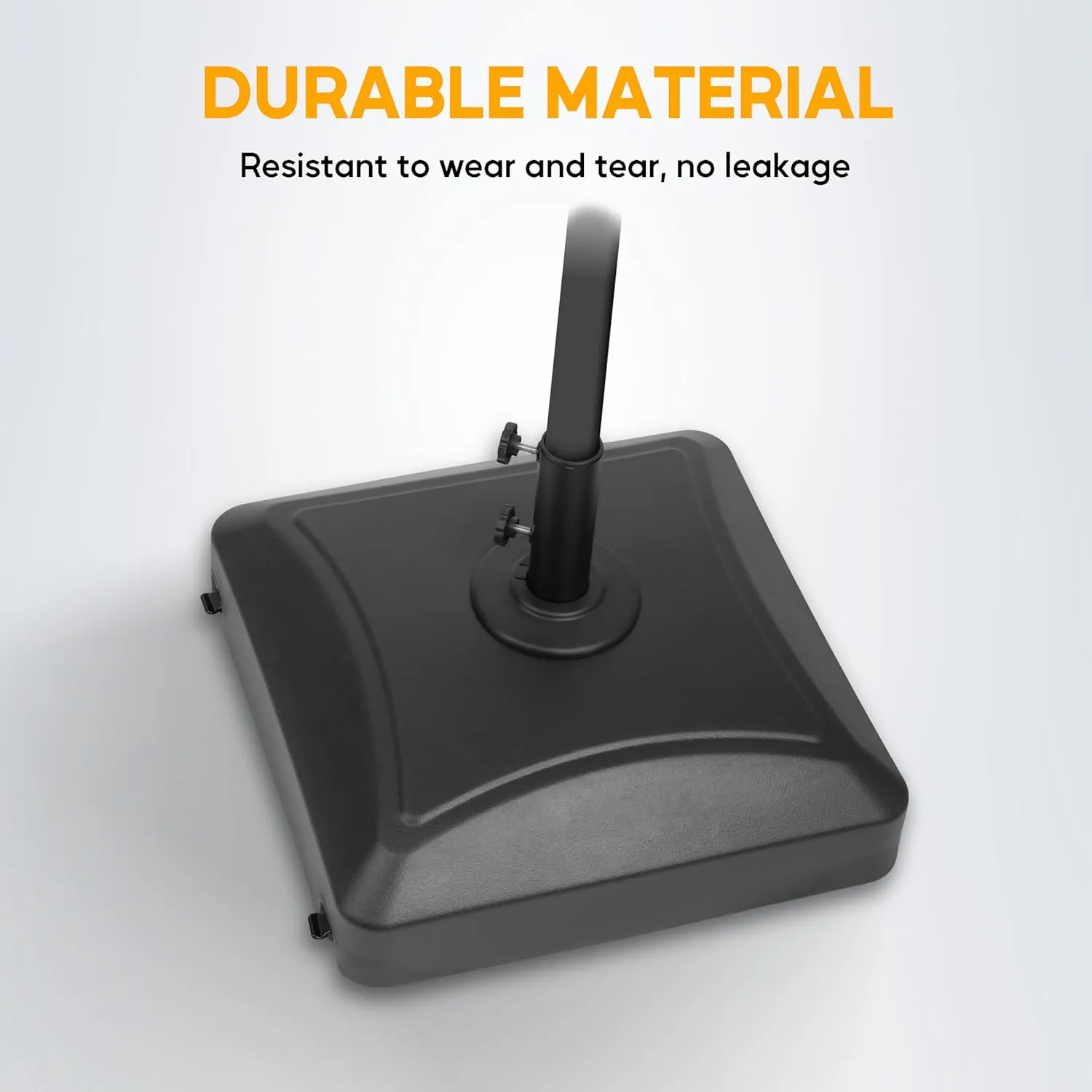 HealSmart 125Lbs Capacity Fillable Mobile Outdoor Heavy Duty Square Umbrella Base Stand for Patio, Deck, Poolside, Black