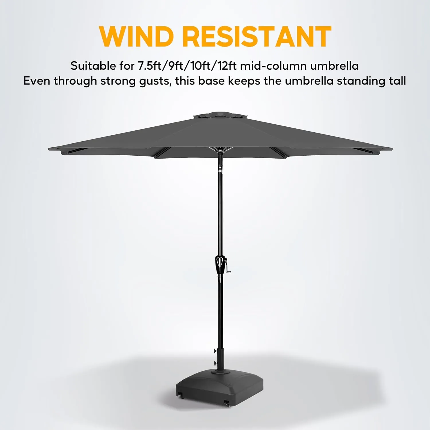 HealSmart 125Lbs Capacity Fillable Mobile Outdoor Heavy Duty Square Umbrella Base Stand for Patio, Deck, Poolside, Black