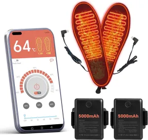 Heated Insoles, Heated Insoles for Women Men with APP Control, 5000mAh Battery Up to 14 Hours Powered Foot Warmers for Outdoor Hunting Fishing Camping Size Adjust (L)