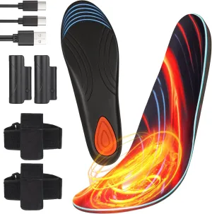 Heated Insoles, Heated Insoles Rechargeable, Foot Warmers with 3 Heating Levels, for Men and Women, Skiing, Hunting, Hiking, Camping, Outdoor Winter Use, Washable and Trimmable