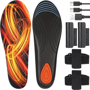 Heated Insoles, Heated Insoles Rechargeable, Foot Warmers with 3 Heating Levels, for Men and Women, Skiing, Hunting, Hiking, Camping, Outdoor Winter Use, Washable and Trimmable