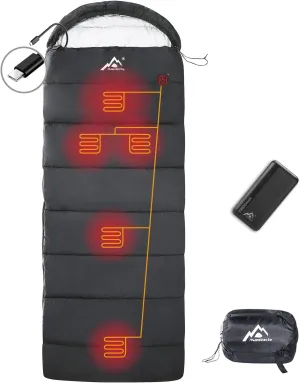 Heated Sleeping Bag - 5pcs Multi Type-C Power Support Heating Pads, Operated with Battery Power Bank or Other Type-C Supplies, with one 20000mah Power Bank.
