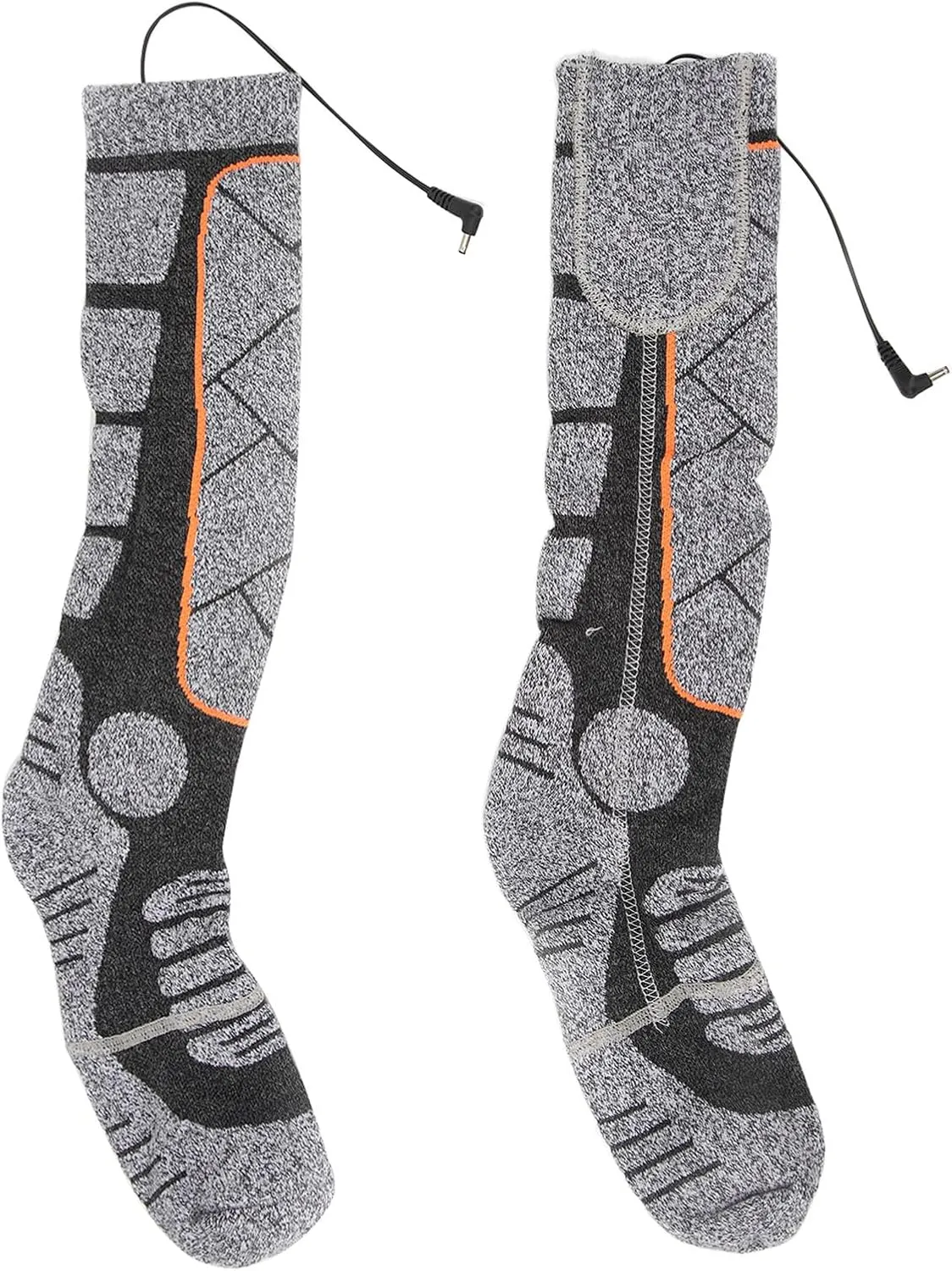 Heated Socks 3 Speed Cotton Elastic Unisex Dark Gray Battery Powered for Winter Camping Fishing