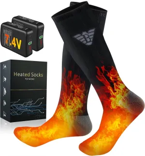 Heated Socks for Men Women - 160℉ / Work 5-10 H 7.4V Heating Socks Rechargeable for Hunting Camping Hiking Black