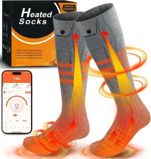 Heated Socks for Men Women with APP Control, Upgraded 10000mAh Rechargeable Electric Heated Socks Up to 10 Hours, Washable Winter Foot Warmer Socks for Outdoor Riding Camping Hiking Skiing Hunting