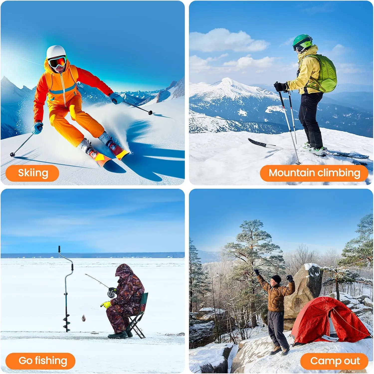 Heated Socks for Men Women,7.4V 3000mAh Rechargeable Heated Socks with APP Control Washable Electric Heating Socks Feet Warmer for Winter Outdoor Sports Hunting Skiing Camping (Orange Black-M)