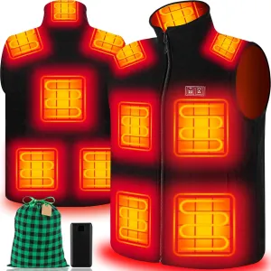 Heated Vest for Men with Battery Pack Included, Exclusive 10 Heating Zones Heated Vest, Polar Fleece Lightweight Rechargeable Heated Vest with Free 20000mAh Power Bank & Gift Bag Size XL