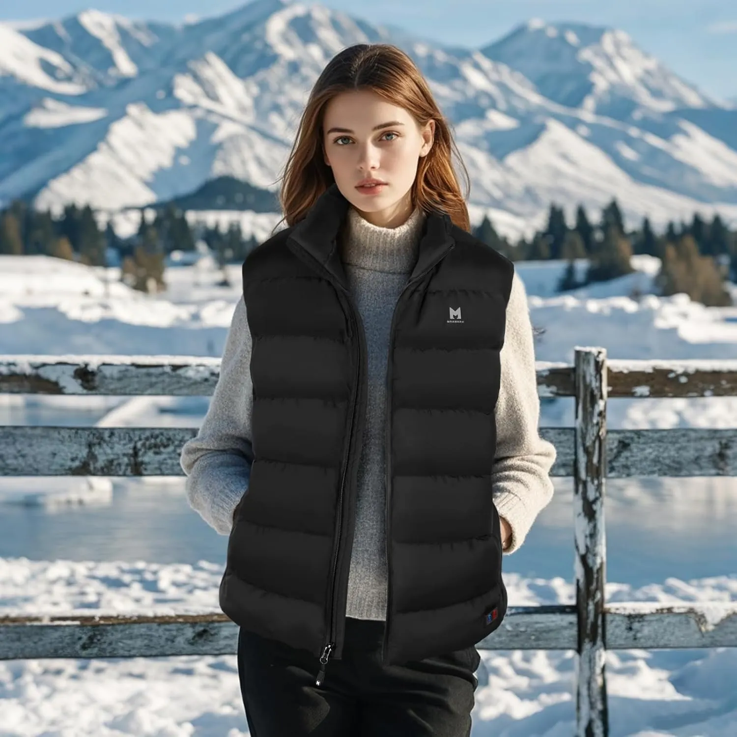 Heated Vest with 90% Down, 650 Fill Electric Heated Down Vest for Men Women 6 Heating Zone 3 Temperature Heating Vest