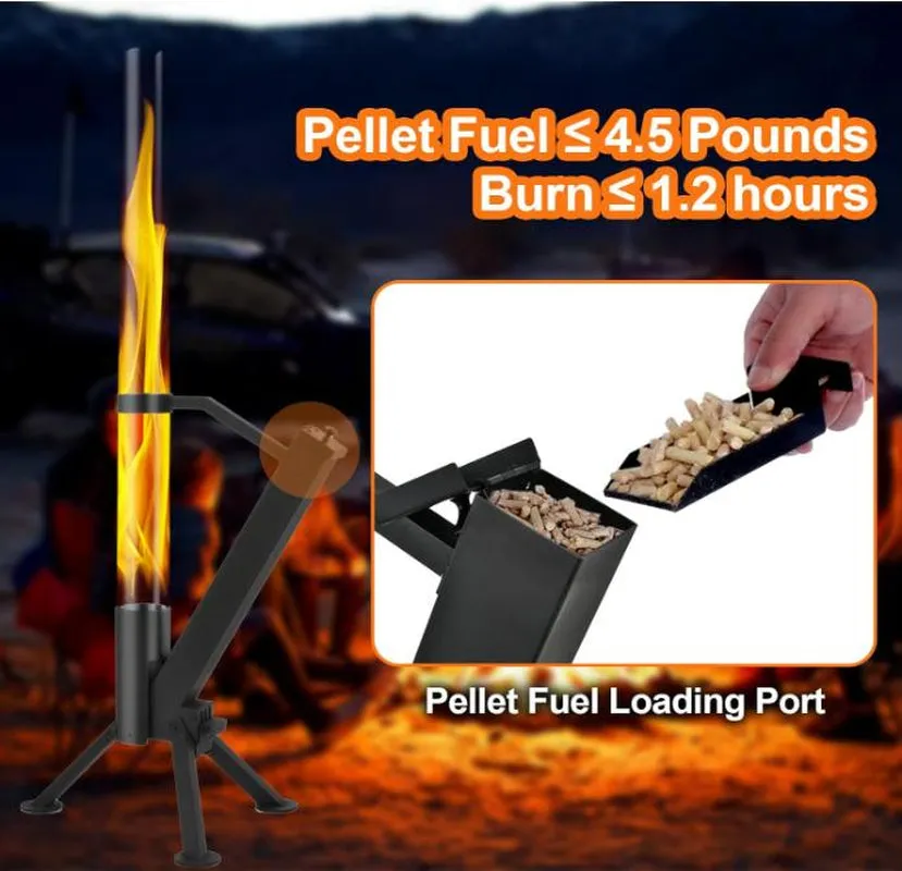 Heater Pellet Problem-free return Pit,Patio Fire for Rocket Outdoor,Wood Pellet Glass Tube Member-exclusive Portable