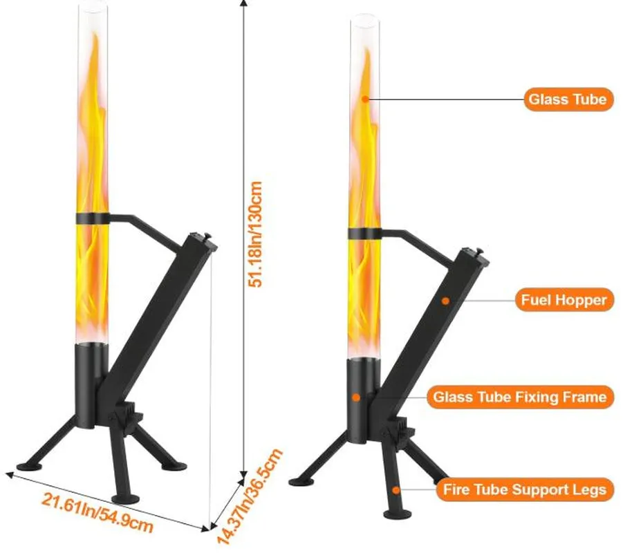 Heater Pellet Problem-free return Pit,Patio Fire for Rocket Outdoor,Wood Pellet Glass Tube Member-exclusive Portable