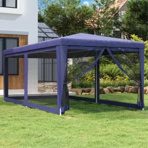 Heavy Duty Gazebo with 6 Mesh Sidewalls Blue 9.8'x19.7' Outdoor Canopy Tent for Backyard Parties BBQ Weddings Patio Furniture Shelter