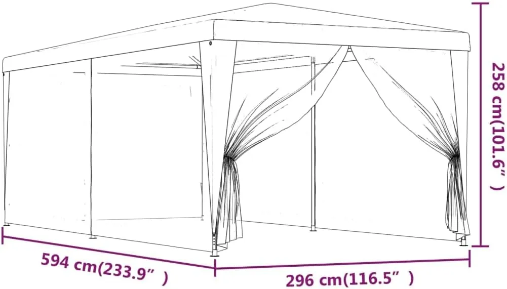 Heavy Duty Gazebo with 6 Mesh Sidewalls Blue 9.8'x19.7' Outdoor Canopy Tent for Backyard Parties BBQ Weddings Patio Furniture Shelter