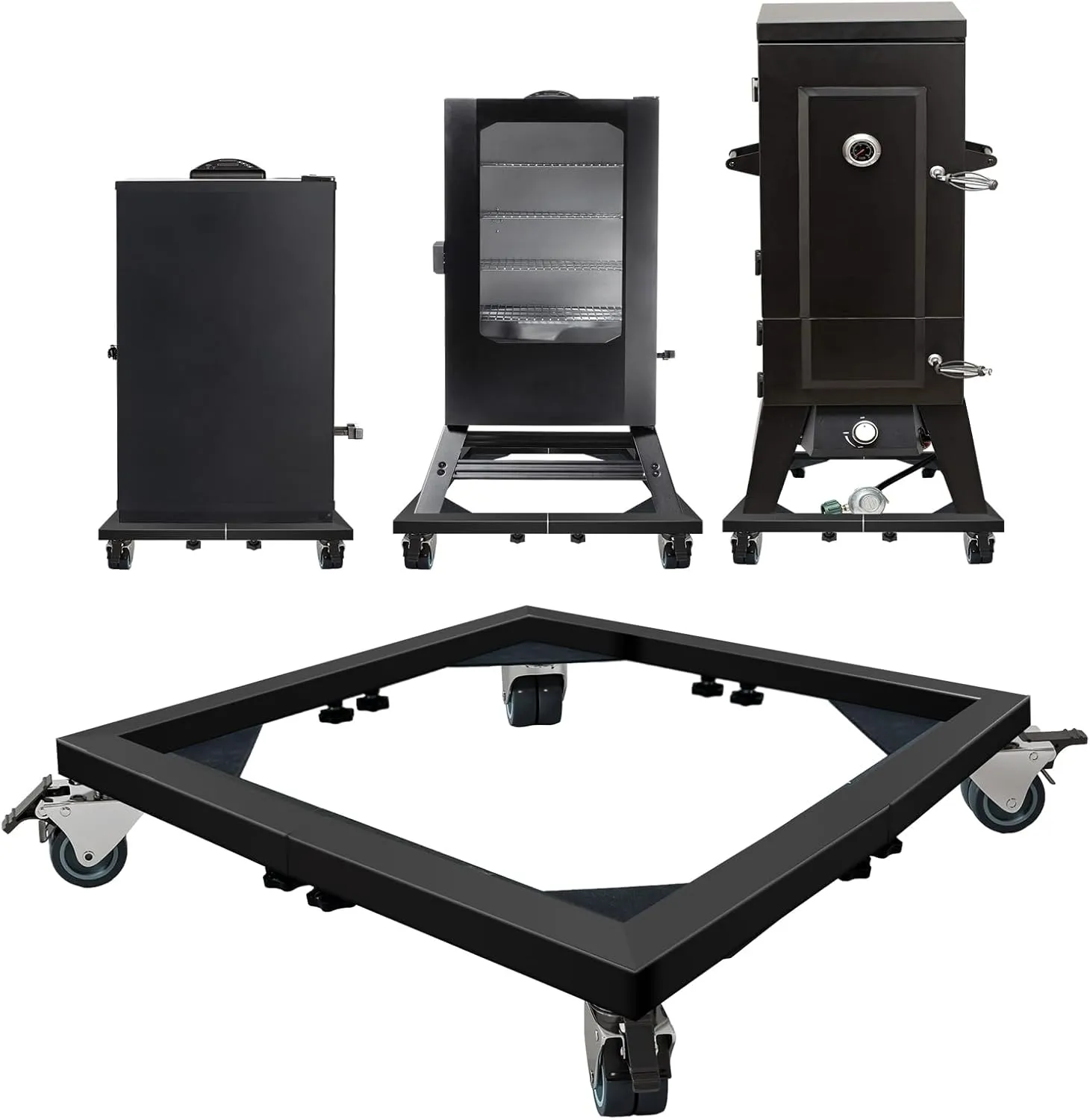 Heavy Duty Smoker Stand – Universal Mobile Base for Electric Smokers (Vertical/Digital), All-Steel Construction, 1000 lb Capacity
