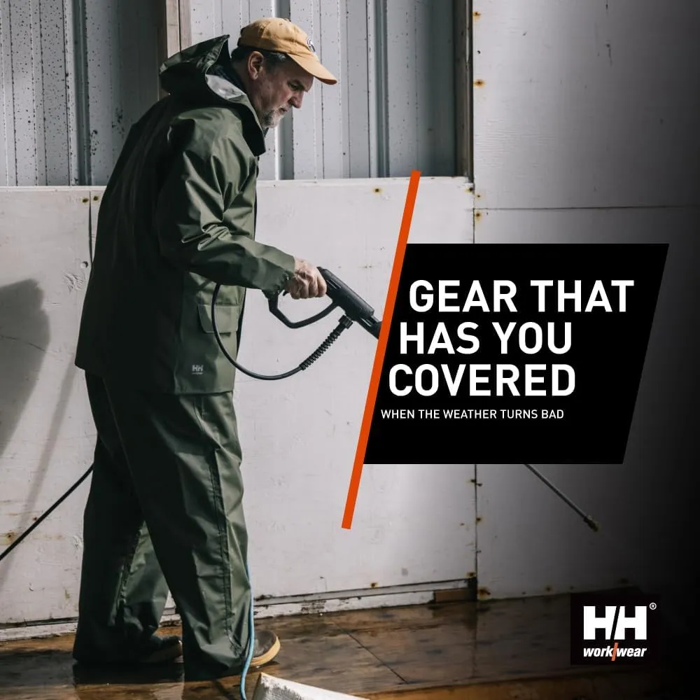 Helly-Hansen Workwear Mandal Adjustable Waterproof Jackets for Men - Comfortable PVC-Coated Protective Rain Coat for Men