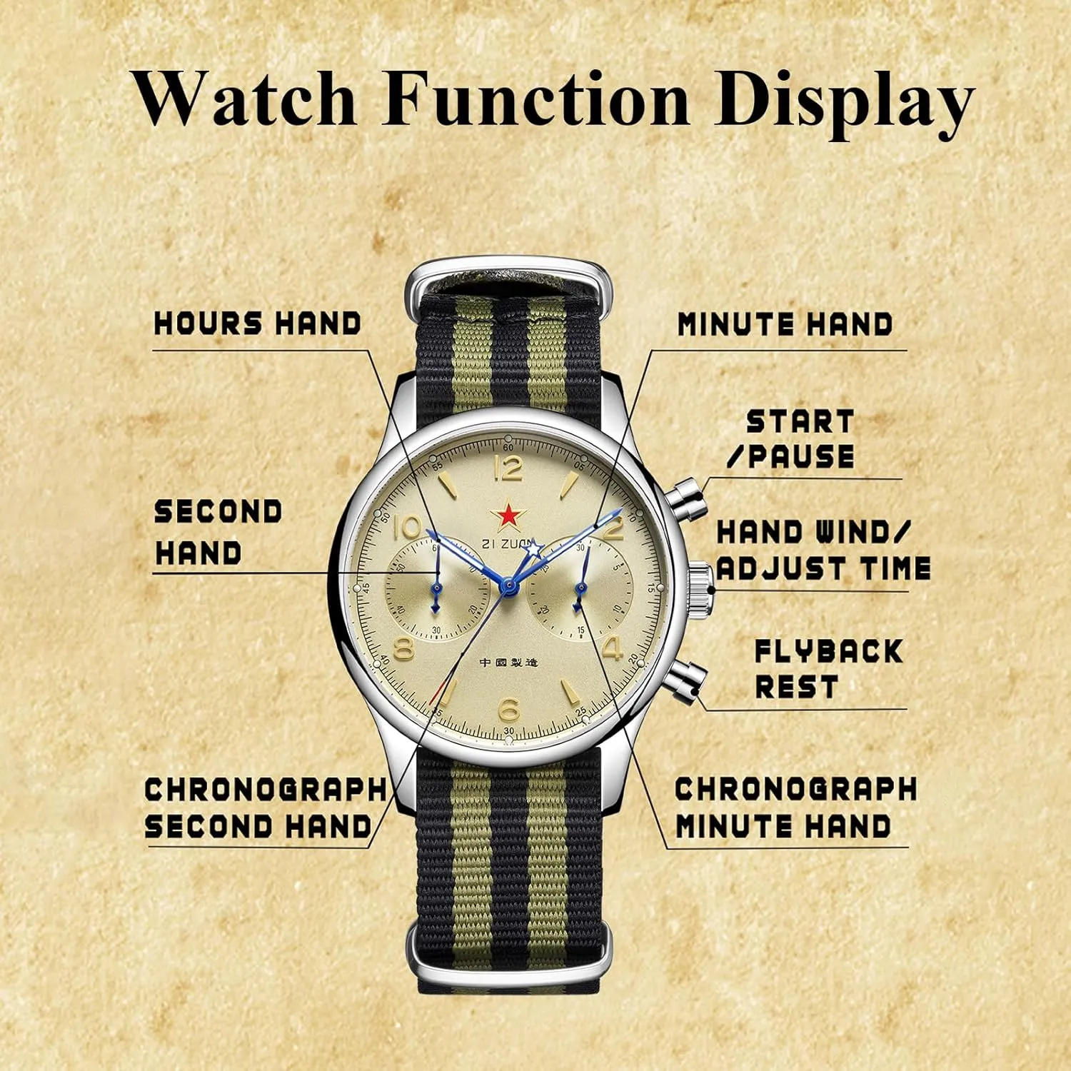 HEMUDU Seagull 1963 SS ST19 Movement Mechanical Aviation Pilot Chronograph Sapphire 40mm 38mm Men Watch
