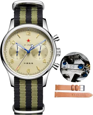 HEMUDU Seagull 1963 SS ST19 Movement Mechanical Aviation Pilot Chronograph Sapphire 40mm 38mm Men Watch