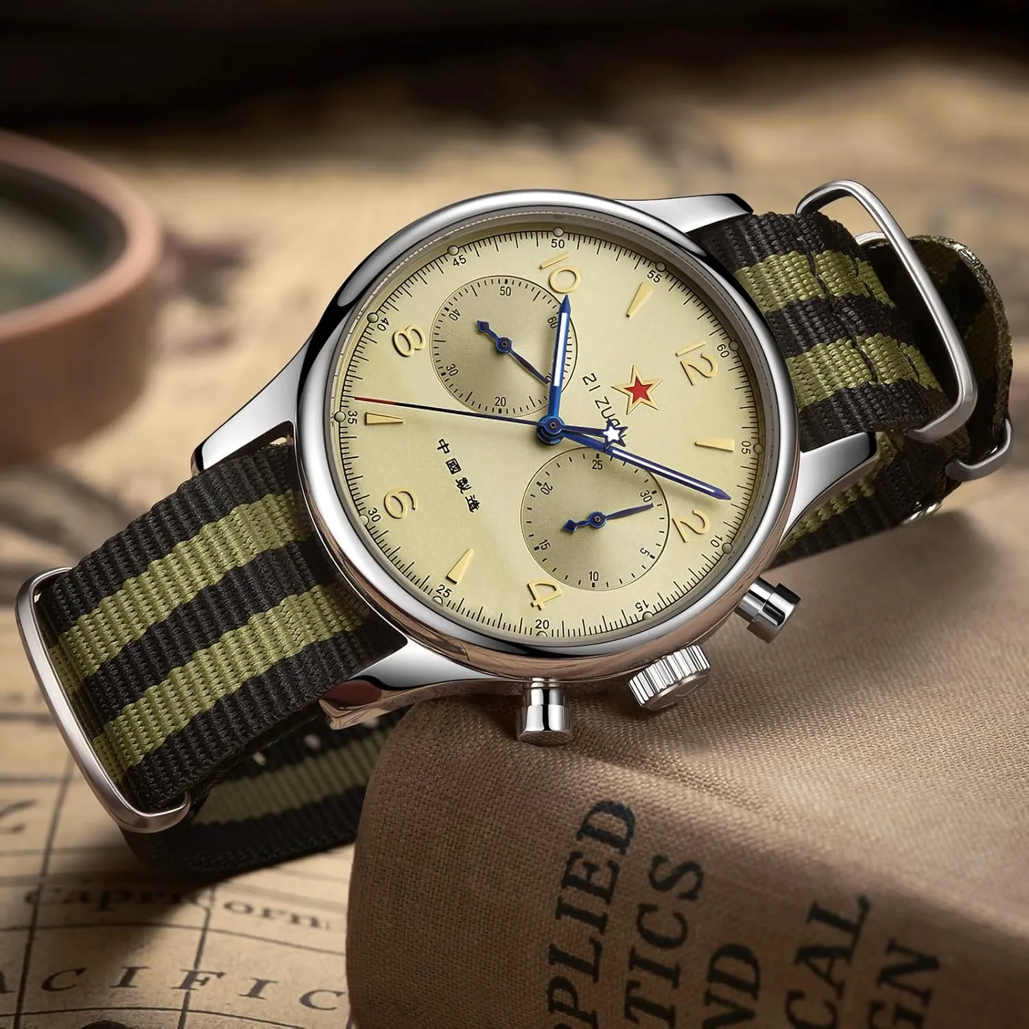 HEMUDU Seagull 1963 SS ST19 Movement Mechanical Aviation Pilot Chronograph Sapphire 40mm 38mm Men Watch