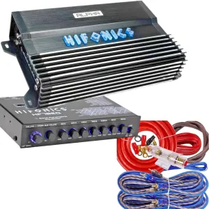 Hifonics A1200.4D Alpha Series 1200W 4-Channel Super D-Class Car Audio Amplifier with BGC44R Amp Kit, Full Range Compact Design