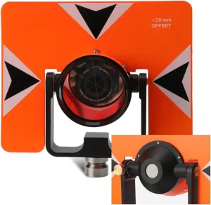 High-Accuracy 64mm Metal Single Tilt Prism for Land Surveying - 0/-30mm Offset Surveying Prism with Soft Bag, Survey Prism for Total Stations