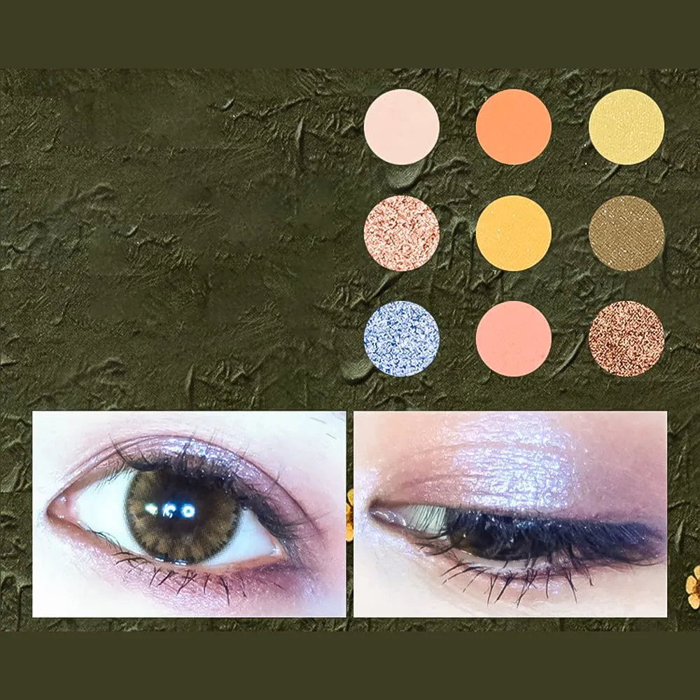 Highly Pigmented Eyeshadow Palette , 9 Colors Matte Shimmer Glitter Metallic Eyeshadow Palette Water proof Blendable Long Lasting Natural Colors Make Up Eyeshadow Cosmetics Gift Kit-Great for Travel (#02)