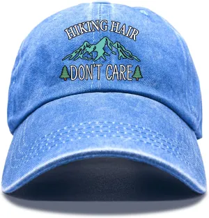 Hiking Hair Don't Care Baseball Cap, Vintage Adjustable Cotton Cap, Birthday Thank You Gifts for Camping Lovers Hiker