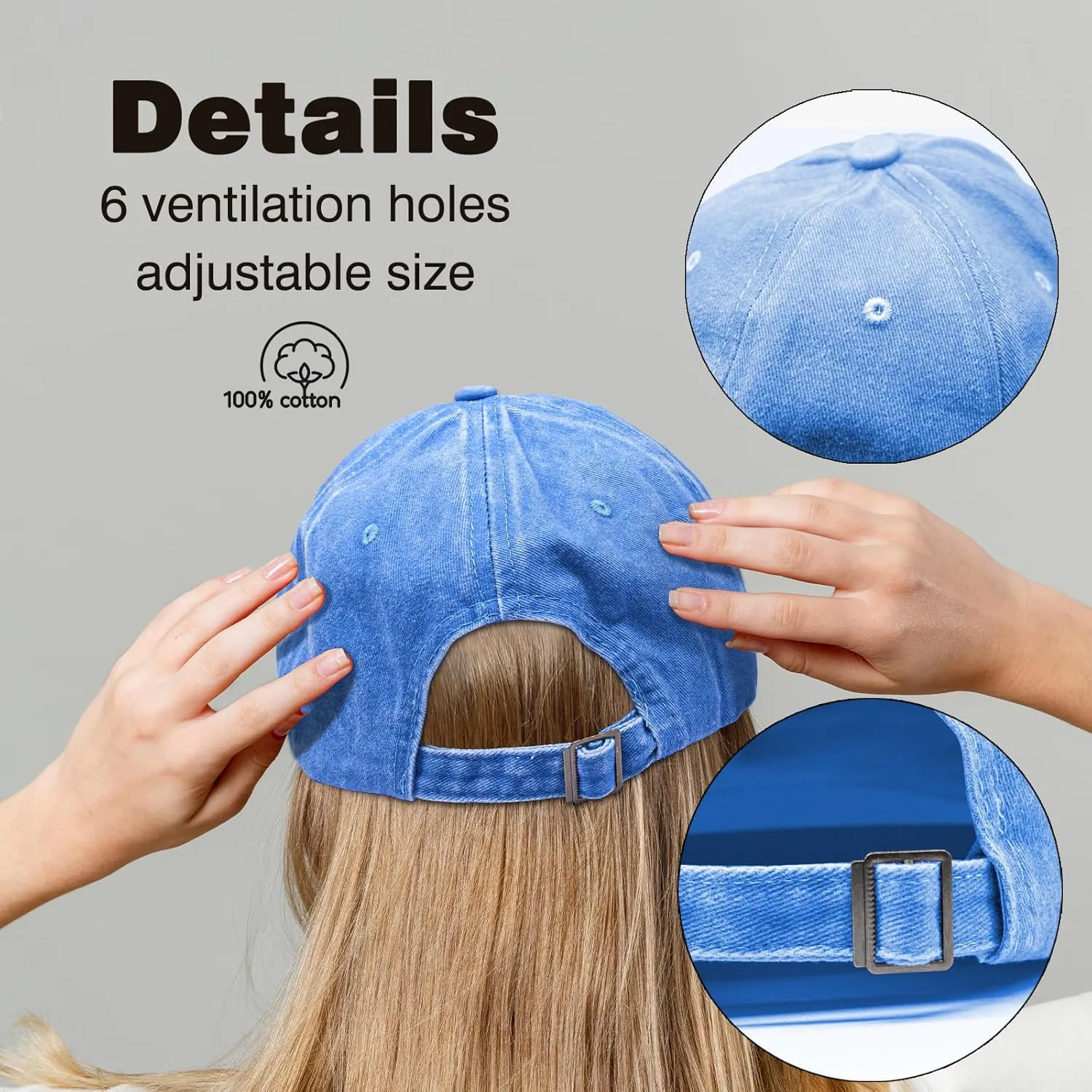 Hiking Hair Don't Care Baseball Cap, Vintage Adjustable Cotton Cap, Birthday Thank You Gifts for Camping Lovers Hiker