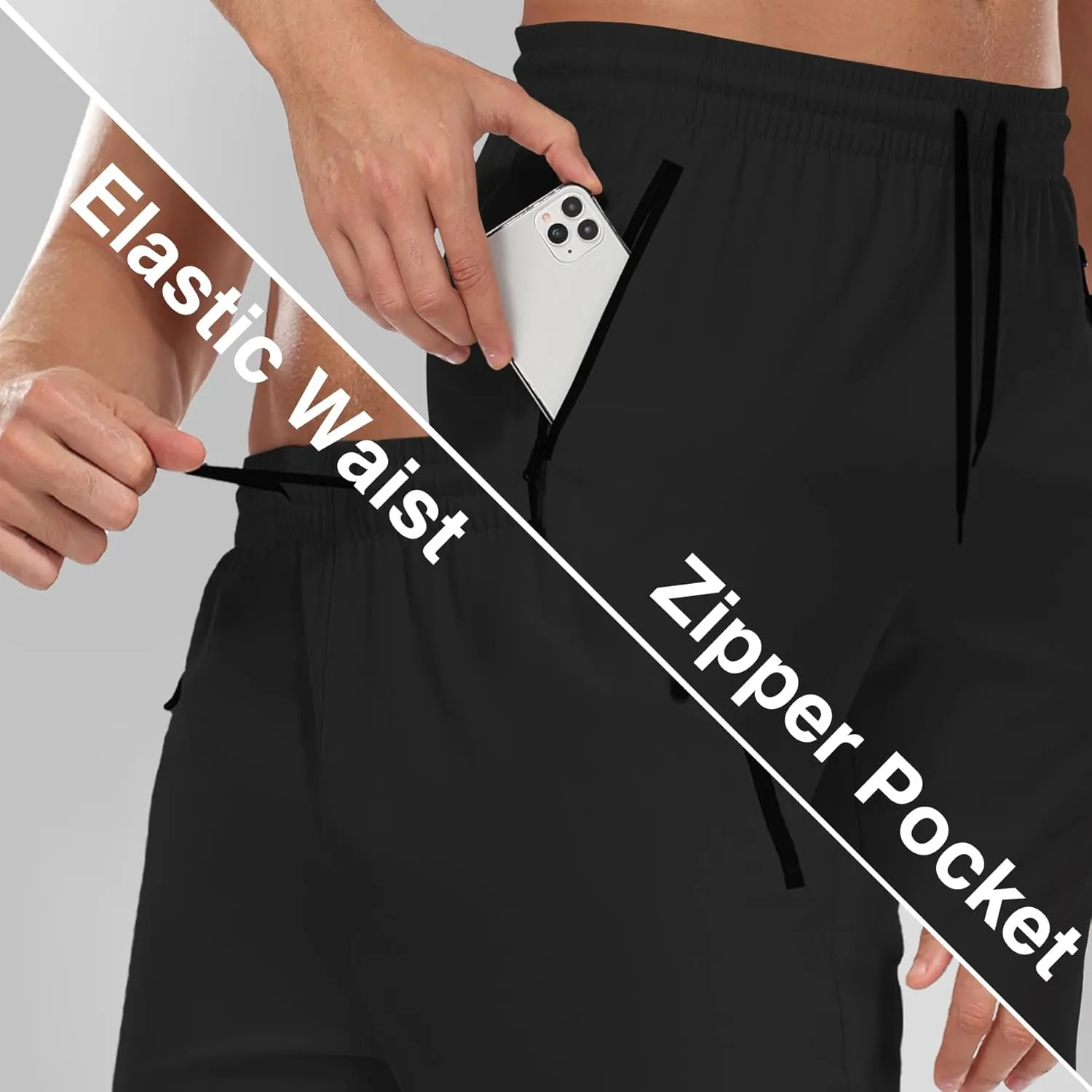 Hiking Pants for Men UPF 50  Cargo Quick Dry Water Resistant Elastic Waist Zip Pockets Travel Work Lightweight Running