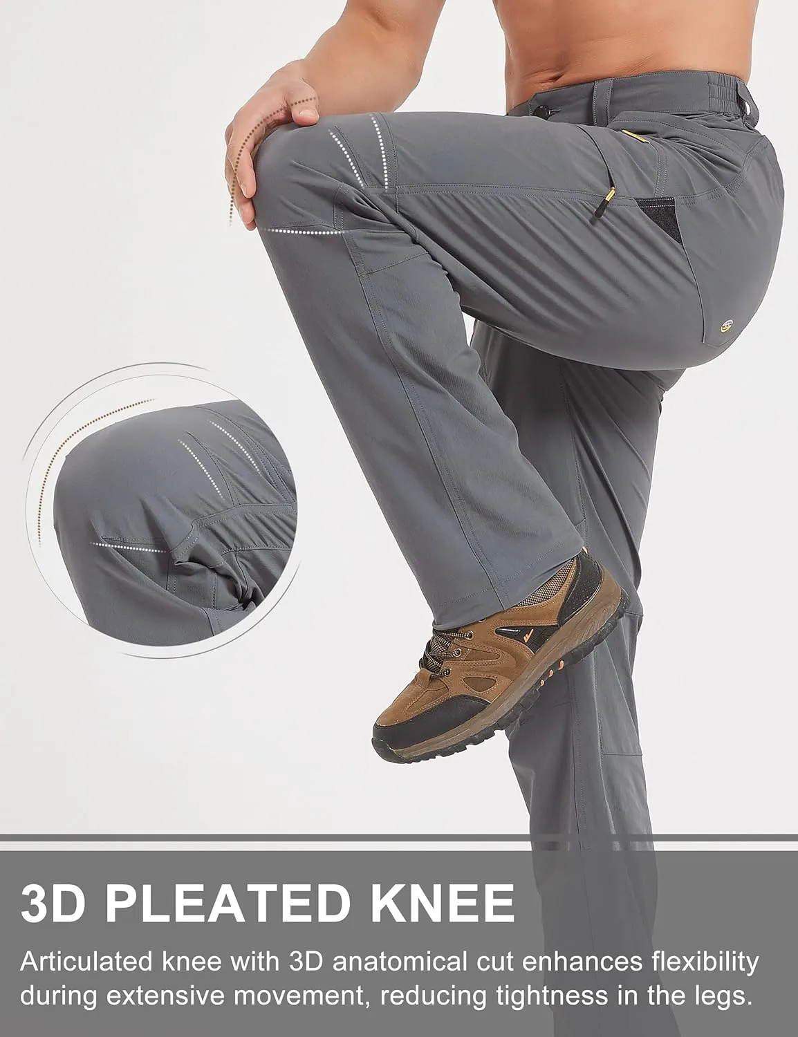 Hiking Pants Men Outdoor Cargo Quick Dry Lightweight Stretch Travel Pants with Elastic Waist for Fishing
