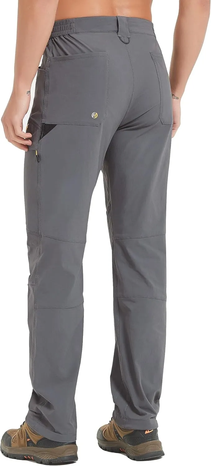 Hiking Pants Men Outdoor Cargo Quick Dry Lightweight Stretch Travel Pants with Elastic Waist for Fishing