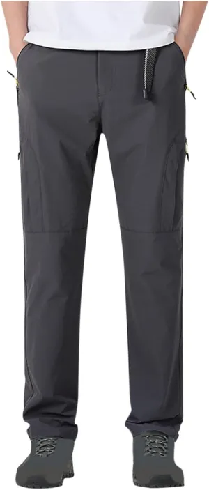 Hiking Pants Men with Belt 5 Zipper Pockets Waterproof Lightweight Quick Dry Travel Fishing Work Outdoor Pant Stretchy