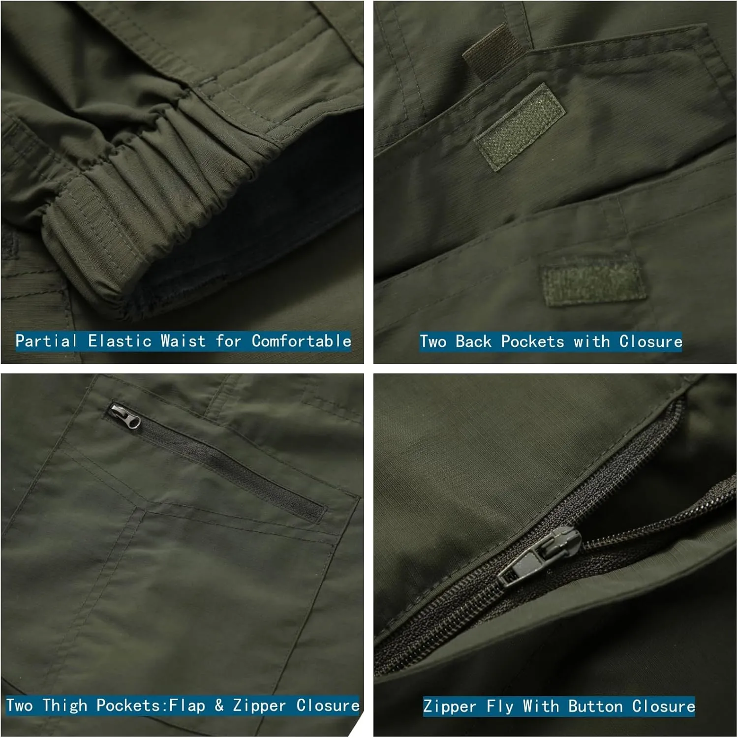 Hiking Shorts for Men Cargo Casual Quick Dry Lightweight Stretch Waist Outdoor Fishing Travel Shorts