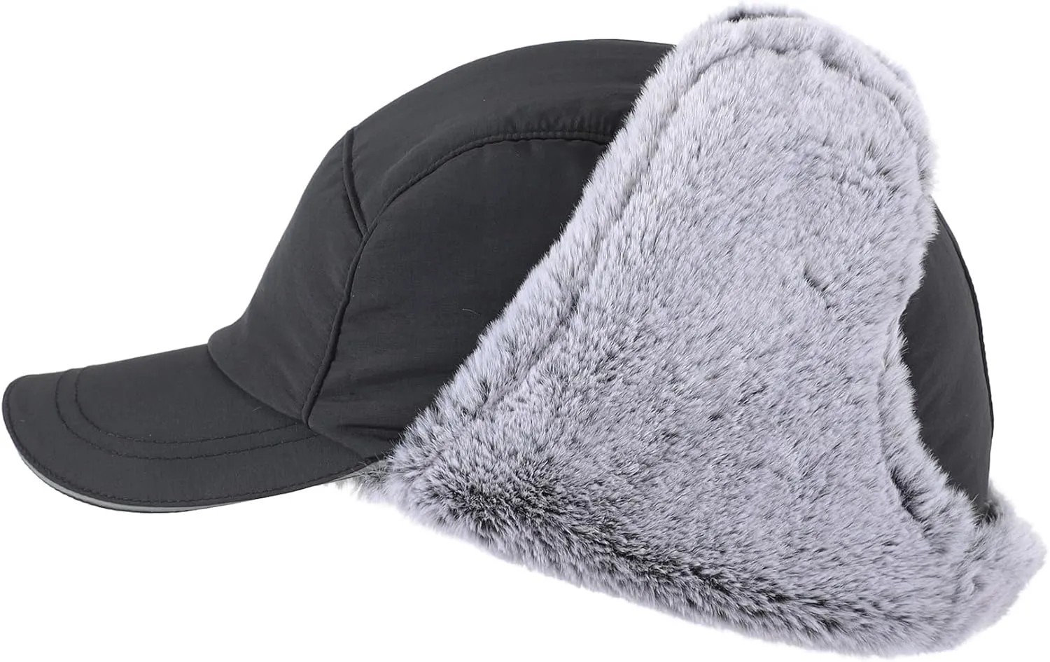 Home Prefer Faux Fur Trooper Trapper Hat for Men Warm Mens Winter Hat with Earflaps Ushanka Hunting Hat Reflective Brim