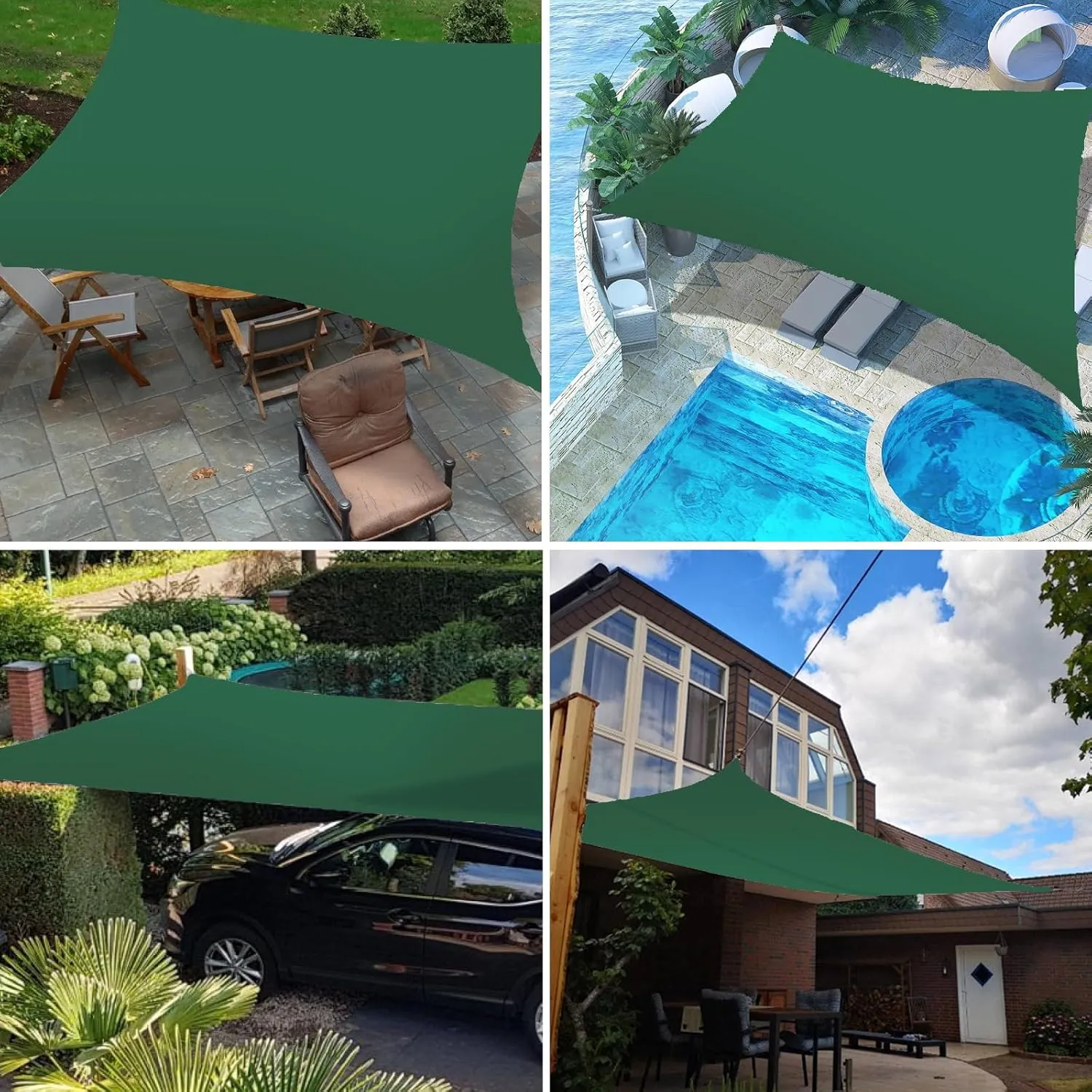 HOMPER 10'x10' Waterproof Sun Shade Sails Canopy Effectively 95% UV Block, Oxford Fabric, for Patio, Balconies, Lawn Garden, Party, Outdoor Activities
