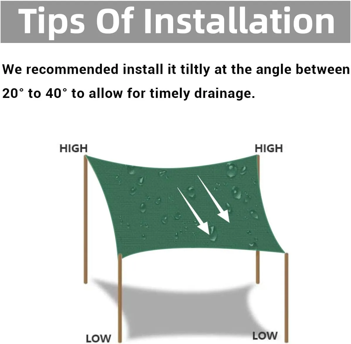 HOMPER 10'x10' Waterproof Sun Shade Sails Canopy Effectively 95% UV Block, Oxford Fabric, for Patio, Balconies, Lawn Garden, Party, Outdoor Activities