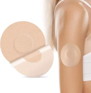 HONYOU Libre 2 Sensor Covers & Lingo CGM Waterproof & Sweat-Proof Adhesive for 14 Days, Pre-Cut Flexible Tape Without Hole, Freestyle & Medtronic Guardian Glucose Monitor Patches, 30 Pack, Tan