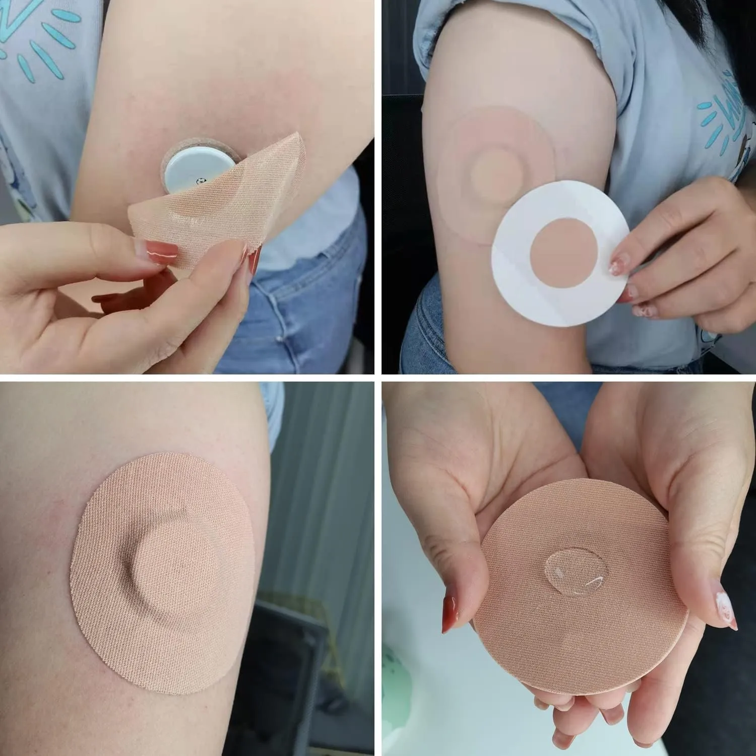 HONYOU Libre 2 Sensor Covers & Lingo CGM Waterproof & Sweat-Proof Adhesive for 14 Days, Pre-Cut Flexible Tape Without Hole, Freestyle & Medtronic Guardian Glucose Monitor Patches, 30 Pack, Tan
