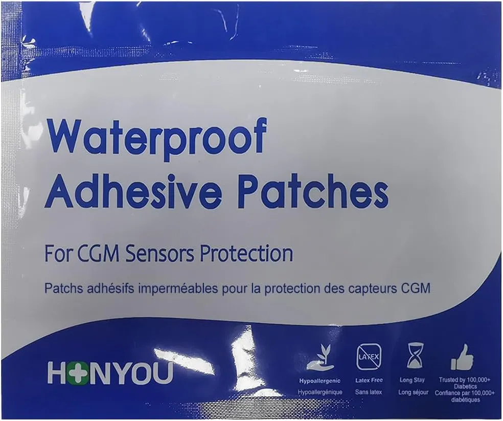 HONYOU Libre 2 Sensor Covers & Lingo CGM Waterproof & Sweat-Proof Adhesive for 14 Days, Pre-Cut Flexible Tape Without Hole, Freestyle & Medtronic Guardian Glucose Monitor Patches, 30 Pack, Tan