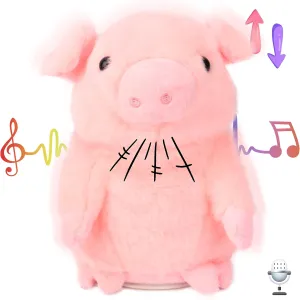 Hopearl Talking Pig Repeats What You Say Piggy Nodding Electric Interactive Animated Toy Speaking Plush Buddy Gift for Toddlers, Pink, 6.5''