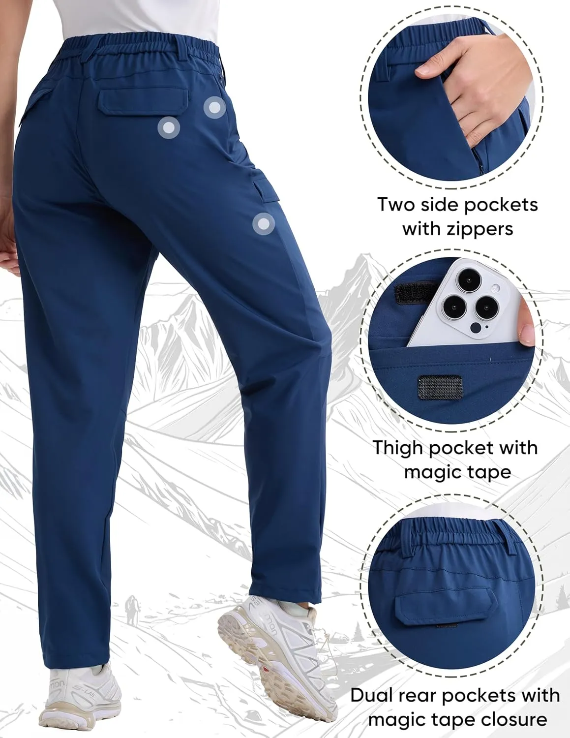HOTSUIT Water Resistant Quick Dry Lightweight Elastic Waist Women's Hiking Pants