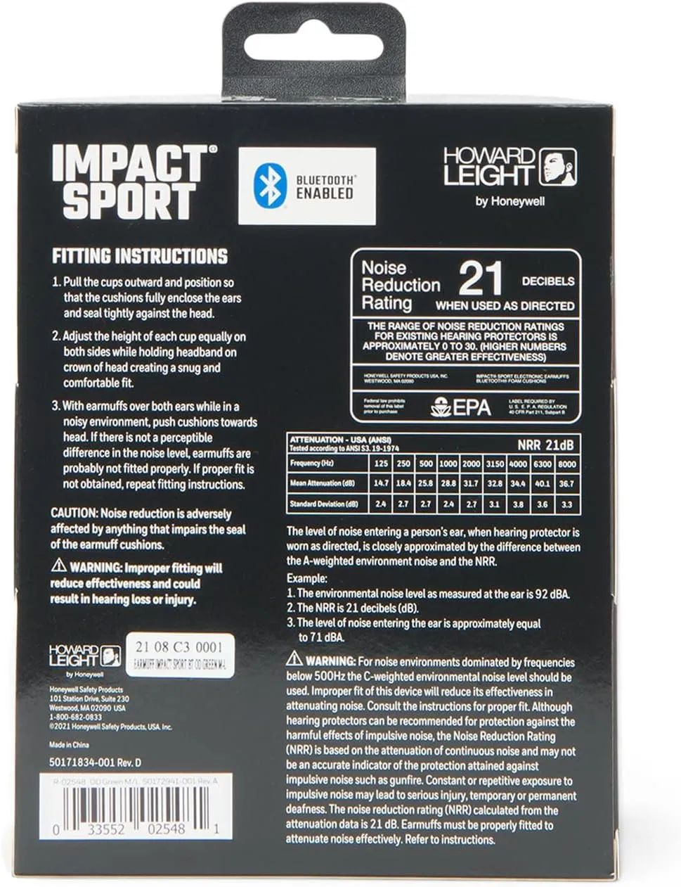 Howard Leight Impact Sport Bluetooth Shooting Earmuff, Black, 21dB Noise Attenuation, Unisex-Youth/Adults