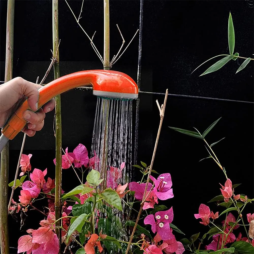 HXBER Outdoor Camping Shower Pump USB Reable Shower Head with Folding Bucket for Camping Hiking Traveling