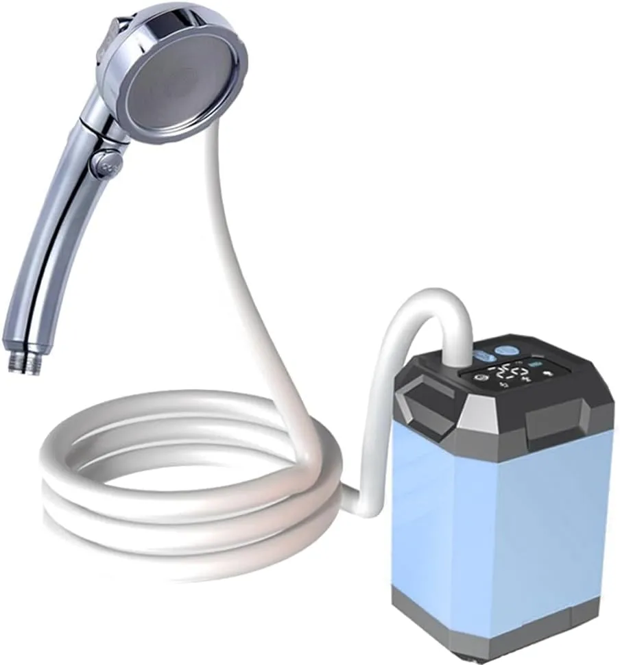 HXBER Portable Cordless Camping Shower Outdoor Electric Shower Pump Reable Shower Large ty Hiking Traveling Shower Digital Display Bathe Tool