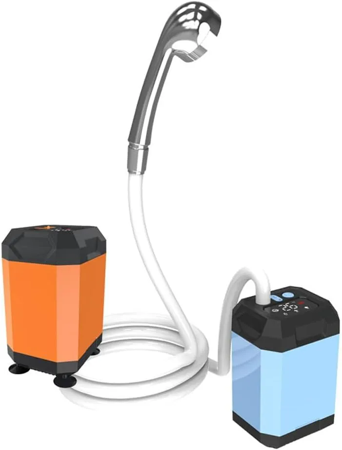 HXBER Portable Cordless Camping Shower Outdoor Electric Shower Pump Reable Shower Large ty Hiking Traveling Shower Digital Display Bathe Tool