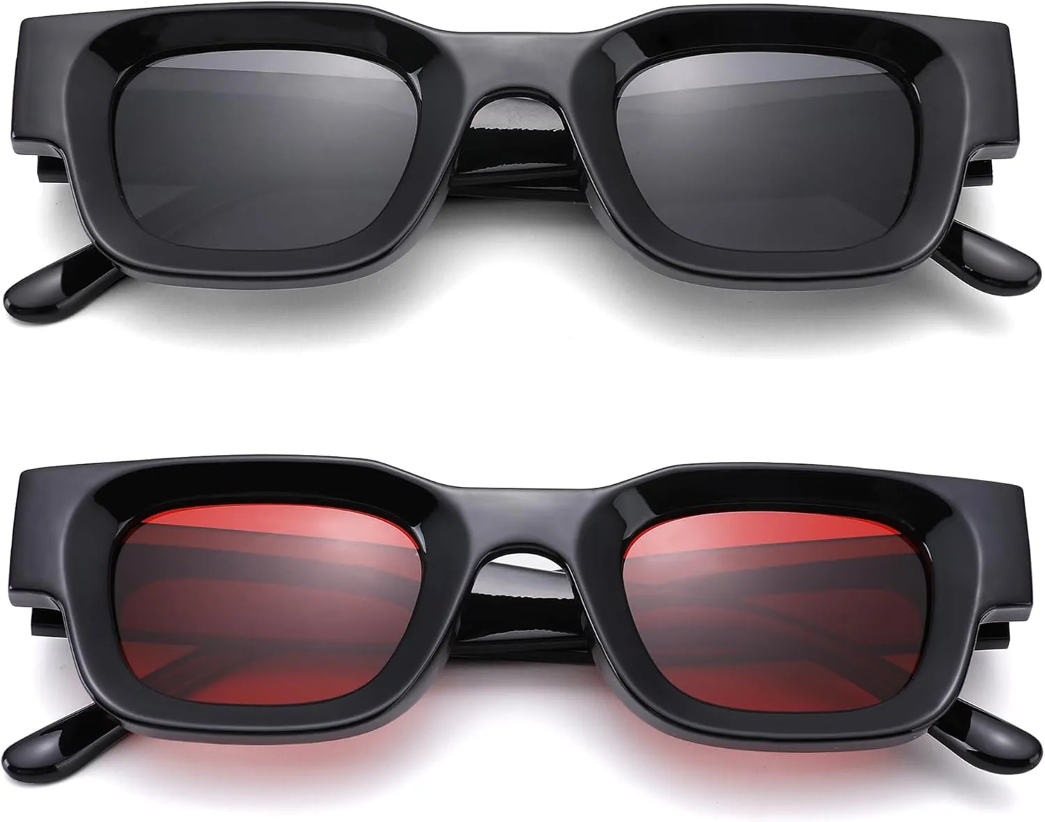 Hycredi Thick Rectangle Sunglasses for Women Men Chunky Square Polarized Sun Glasses Retro 90s Shades UV400 Protection
