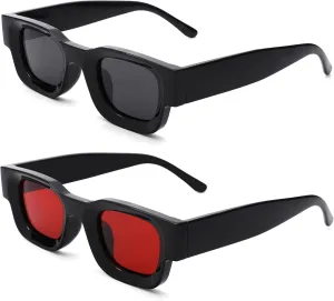 Hycredi Thick Rectangle Sunglasses for Women Men Chunky Square Polarized Sun Glasses Retro 90s Shades UV400 Protection