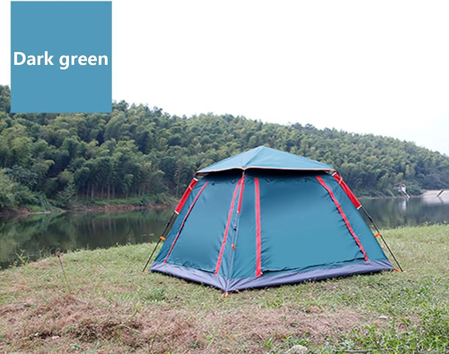 Hydraulic Tent Canopy for Camping Automatic Tents,3-4 People Beach High-Density Silver Rubber Fabric Camping Tent,Family Outdoor Picnic