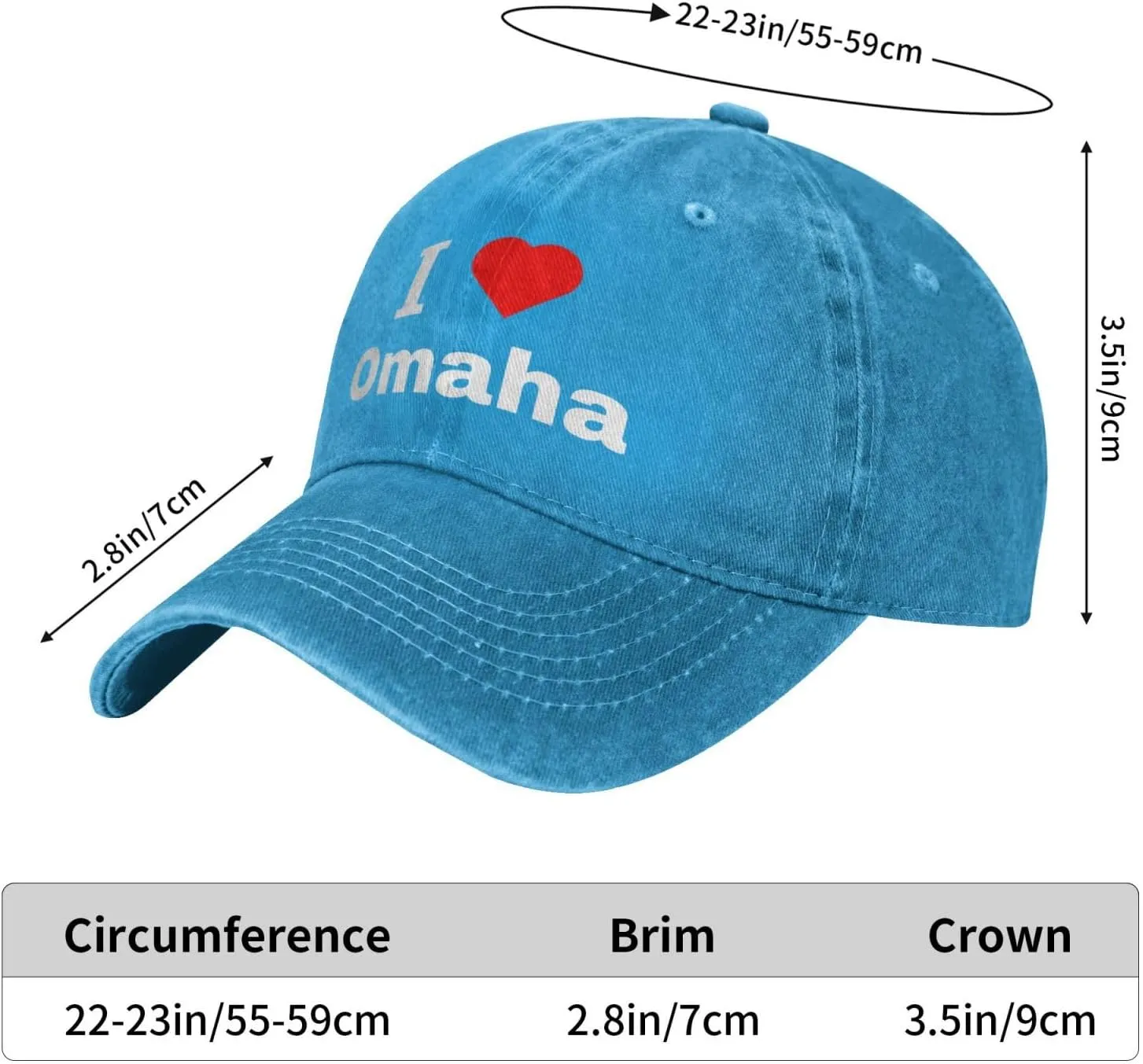 I Love Omaha Baseball Cap for Men Women Adjustable Vintage Washed Golf Dad Hat 100% Cotton Hats